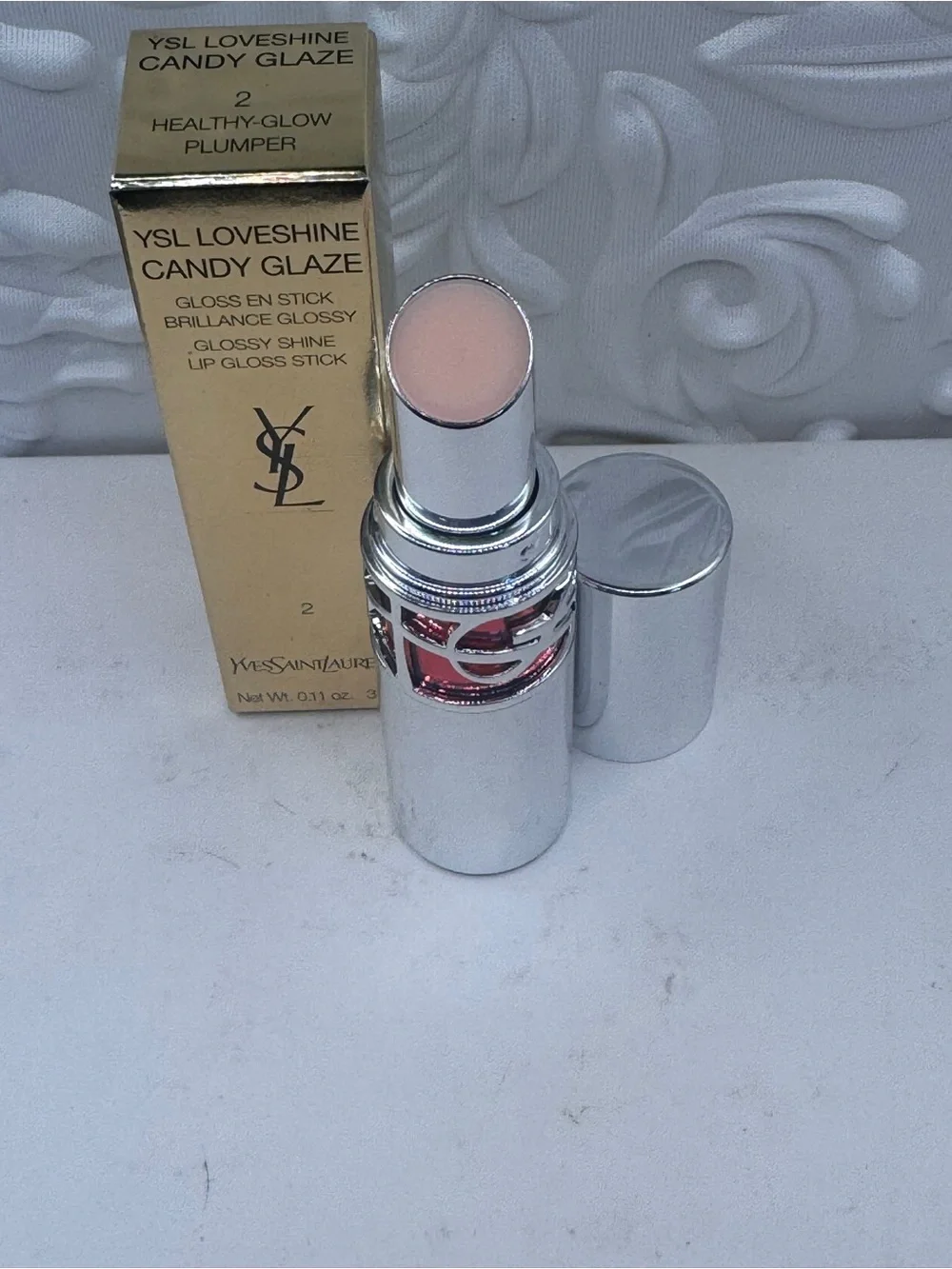 Ysl love shine candy glaze glossy shine lip gloss stick ‘2 healthy glow plumper’